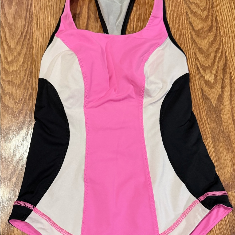 Pink and Black Lululemon Women's Workout Top